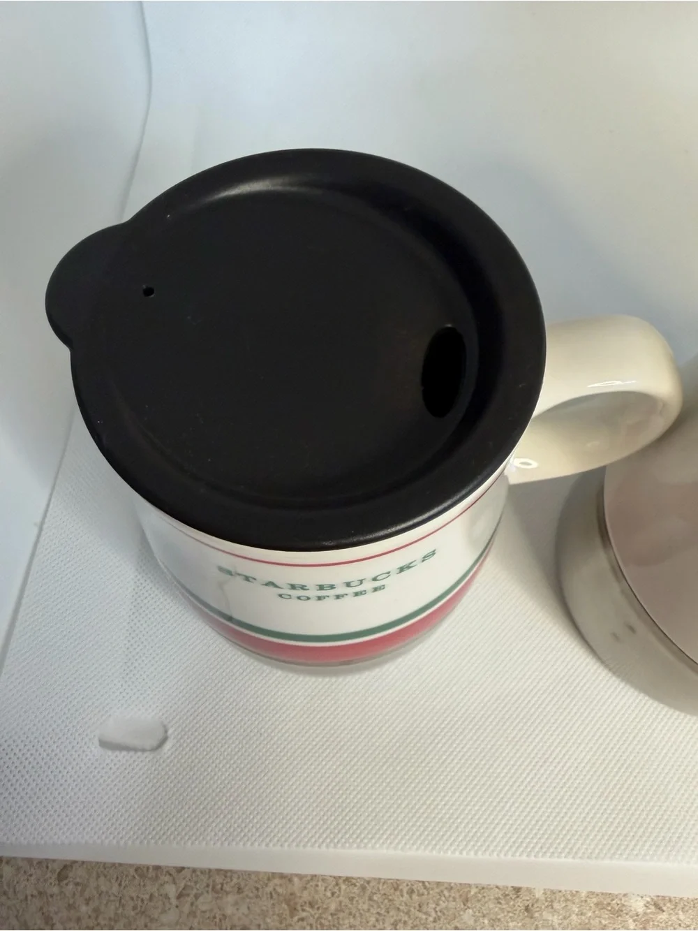 Two Starbucks Travel 14 Oz Mugs One Lid 2005/2006 Stainless Steel Bottoms